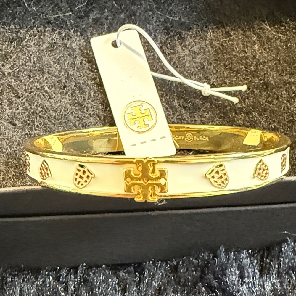Tory Burch Gold and White Bracelet